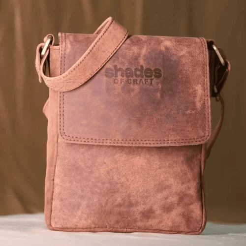 Dark brown leather sling bag
