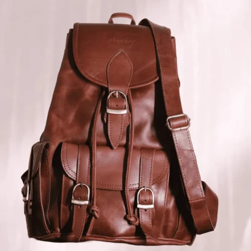 Premium brown leather backpack