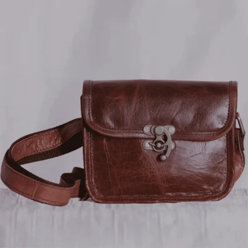 Stylish trendy brown leather sling bag