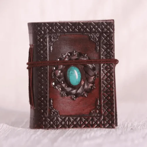 Vintage brown one chakra pocket size leather journal diary