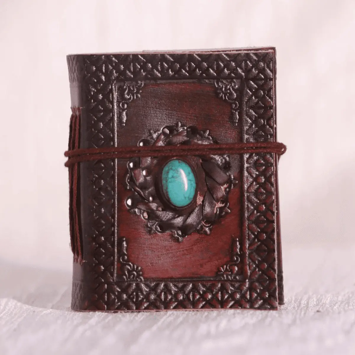 Vintage brown one chakra pocket size leather journal diary